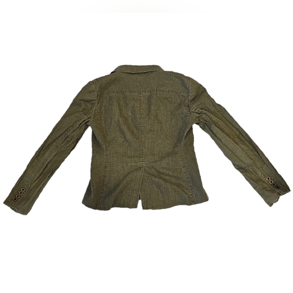 Michael Kors Women Linen Blazer Cardigan 8 Petite Army Khaki Green - Picture 3 of 6